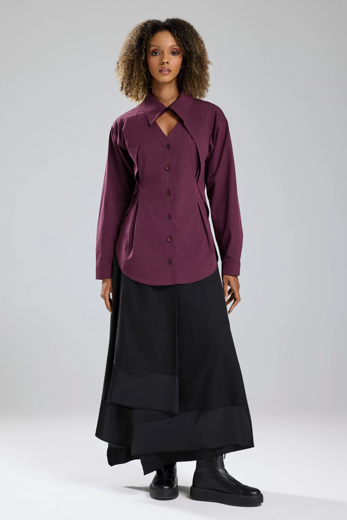 Kadın Belden Oturtmalı Özel Tasarım Gömlek