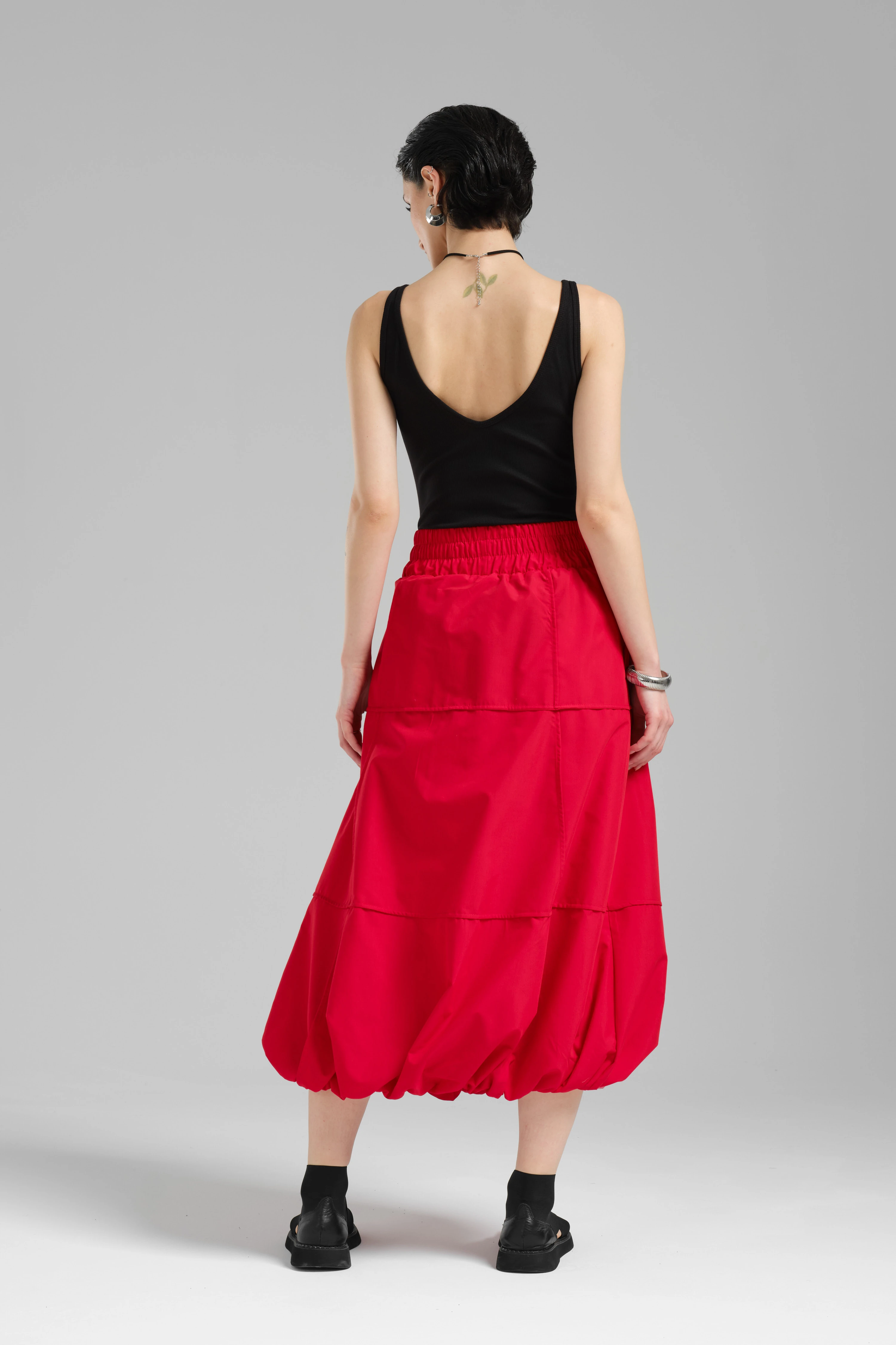 Kadın Cepli ve Beli Lastikli Tasarım Balon Etek