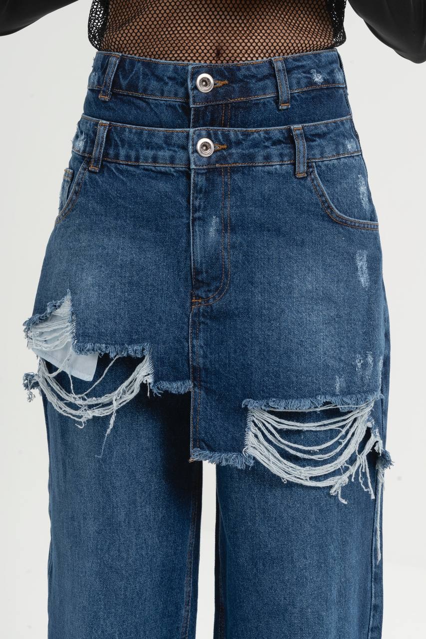 Etek Detaylı Tasarım Kadın Straight Fit Jean