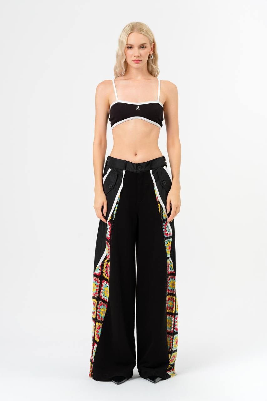 TW3 Crochet Detailed Wide Leg Trousers