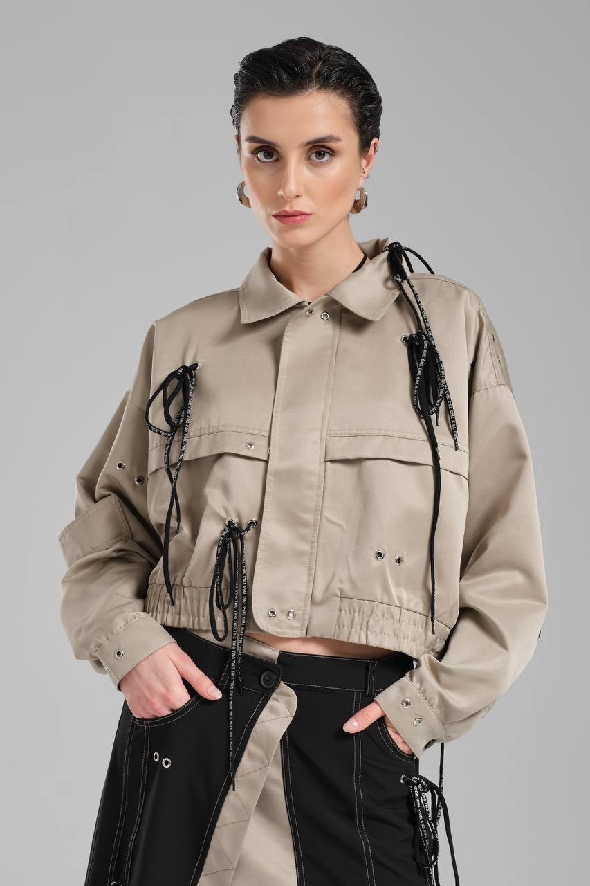 Kadın Oversize Bağcık Detaylı Tasarım Ceket