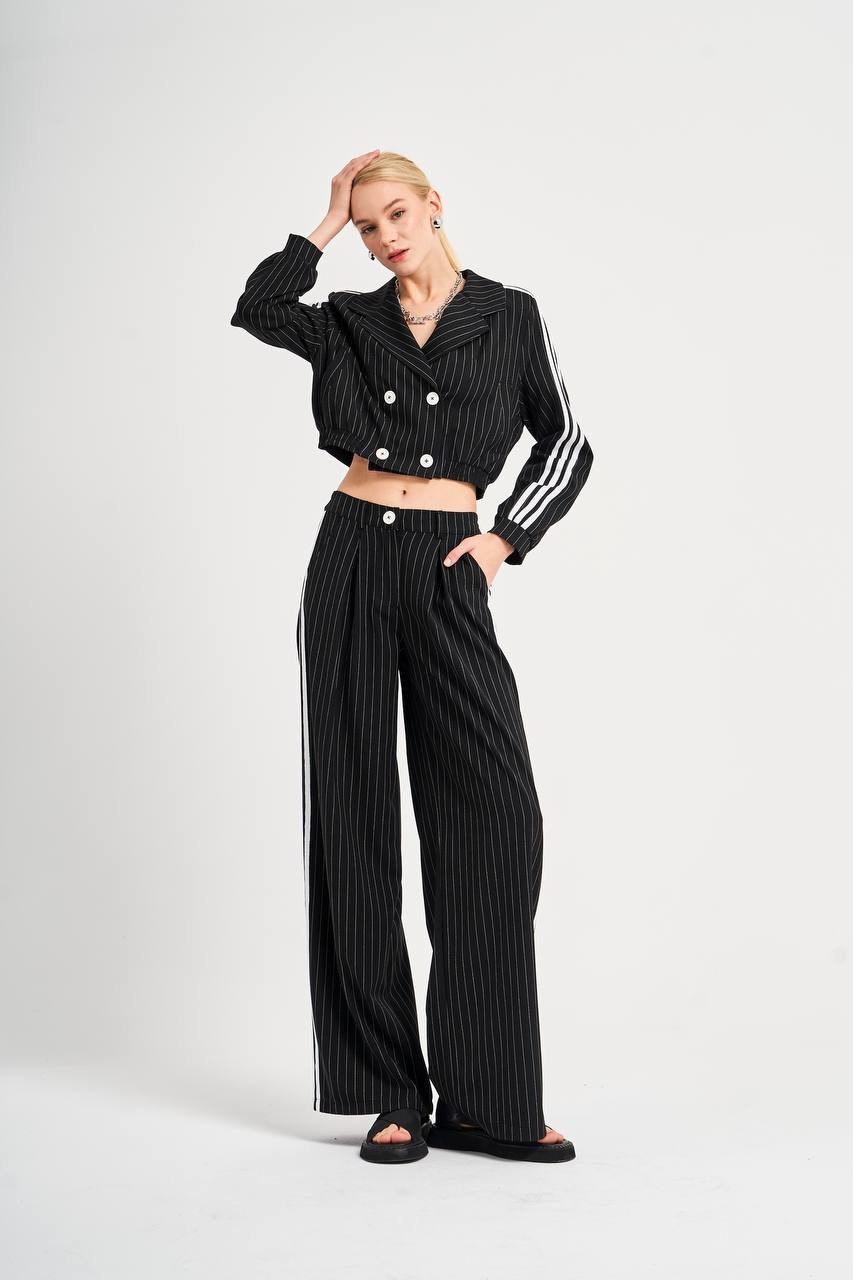 Kadın Bel Kısmı Lastikli Kruvaze Tasarım Blazer Ceket