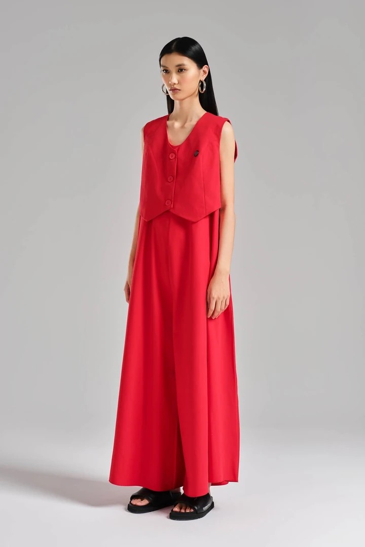 Women's Vested Two Piece Designed Overalls Jumpsuit