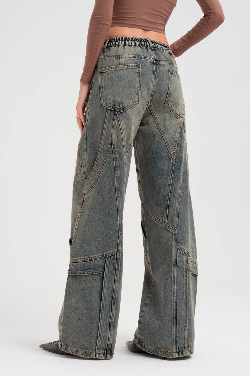 Tinted Multi-Piece Wide Leg Jean