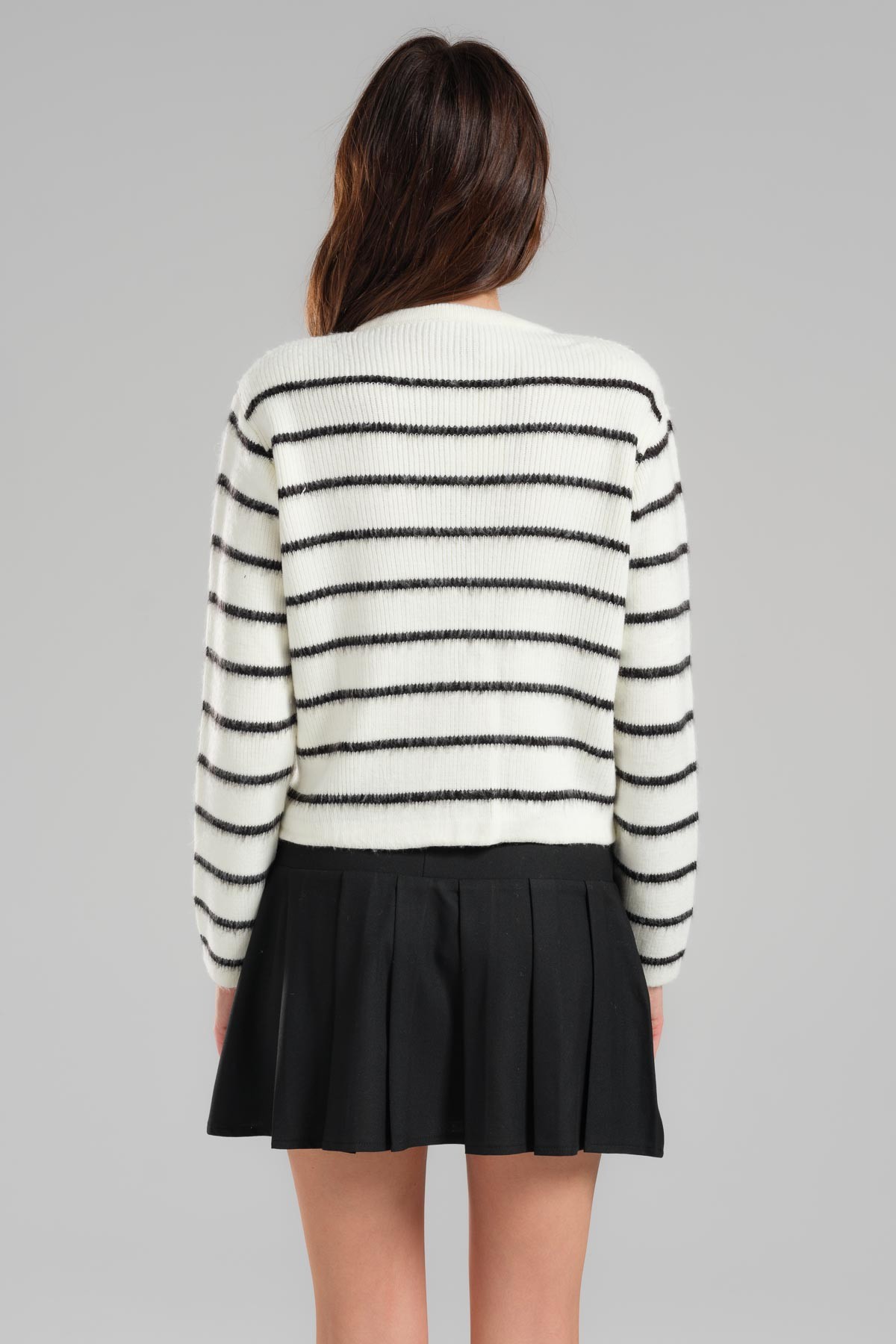 Black Striped Knitwear Cardigan