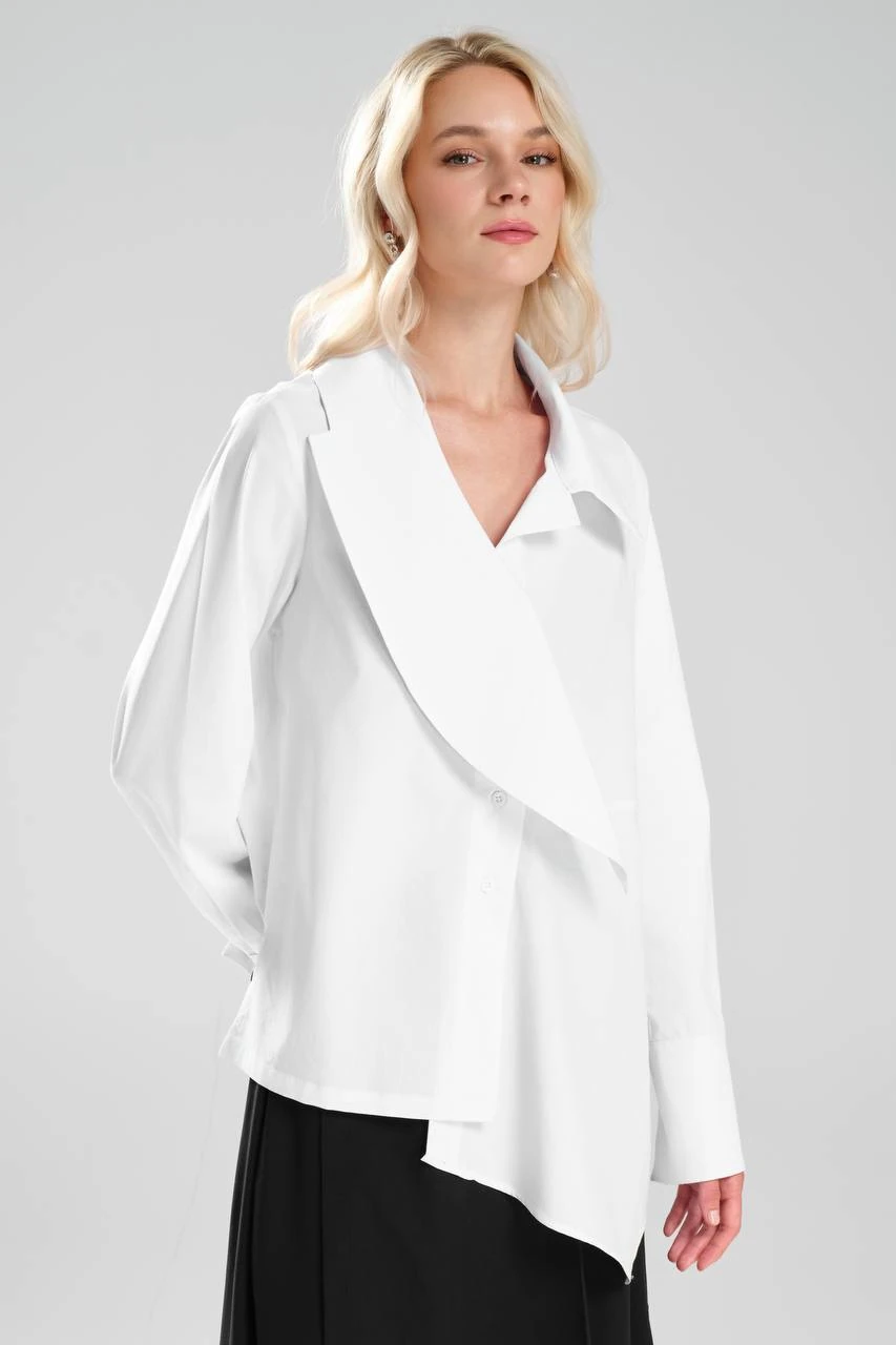 Kadın Önü Volanlı Kol Düğme Detaylı Tasarım Gömlek