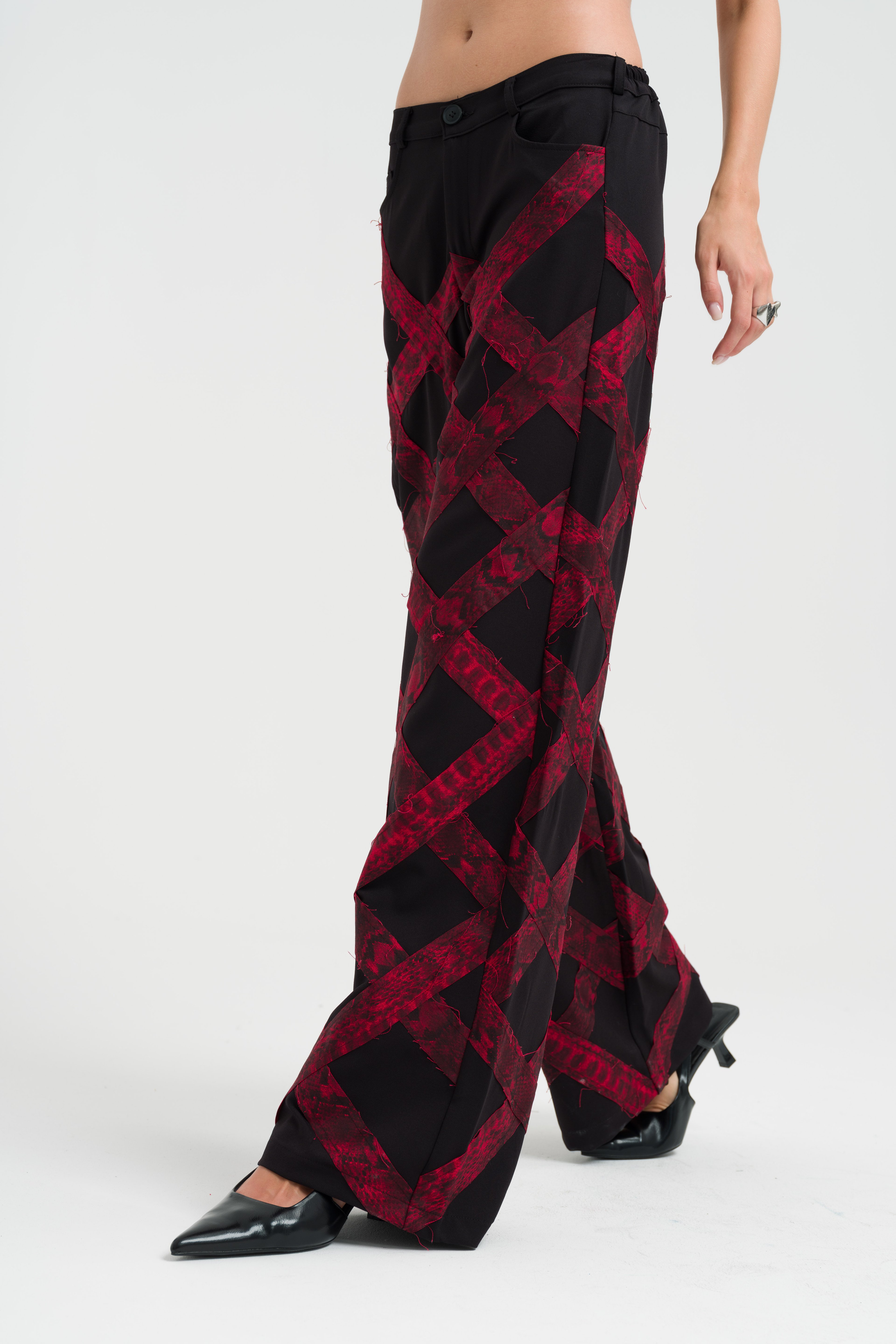 Stripe Detailed Dirty Tailored Wide Leg Trousers