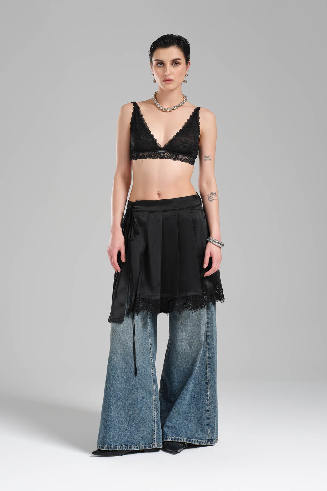 ★24-25FW新作★BINARY01★Tiro damage long skirt Tormenta Long Skirt - Devil Fashion Women's