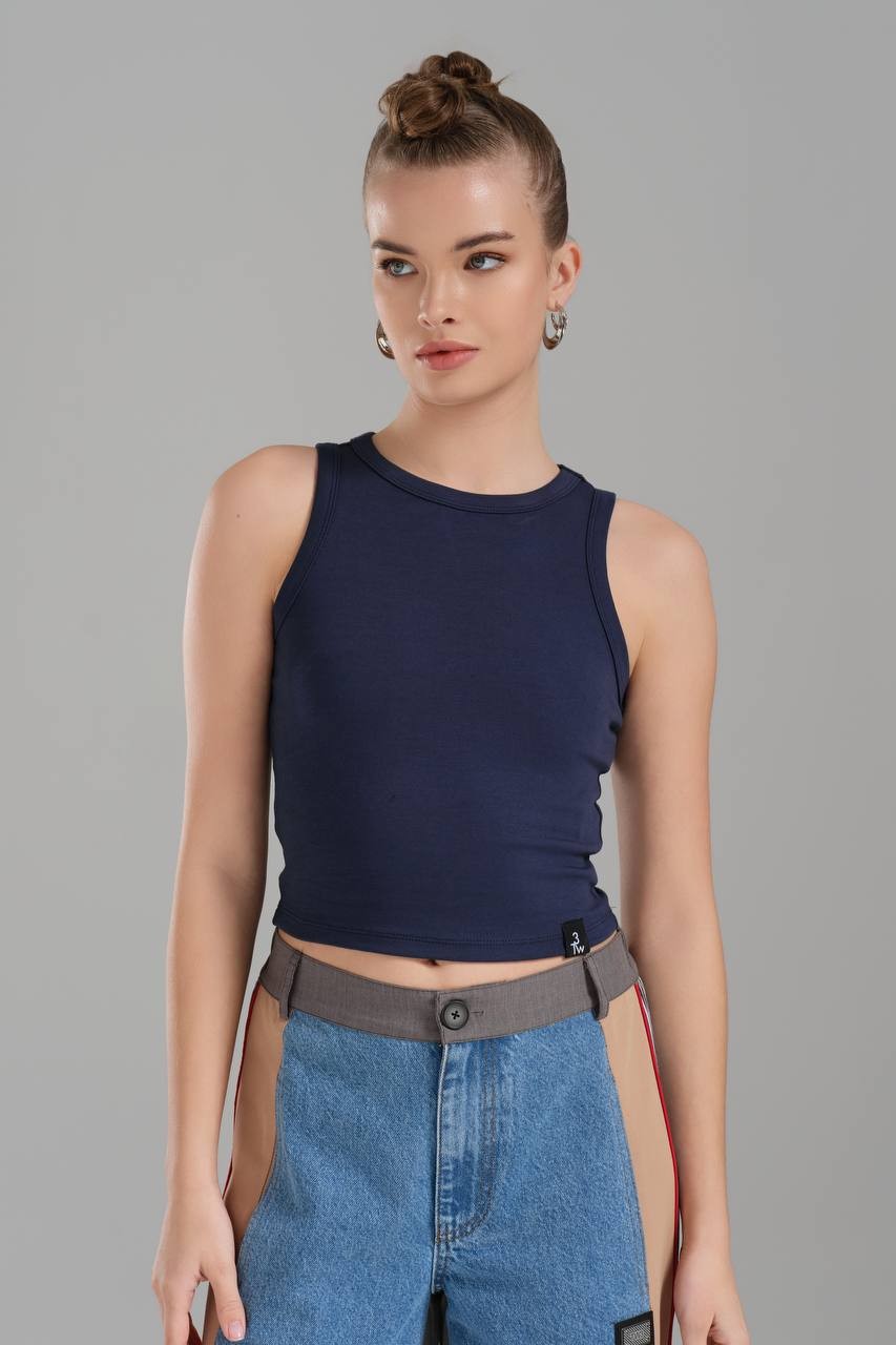Kadın Slim Fit Tasarım Crop Bluz