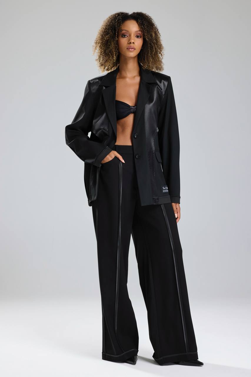 Kadın Saten Detaylı Biyeli Tasarım Pantolon