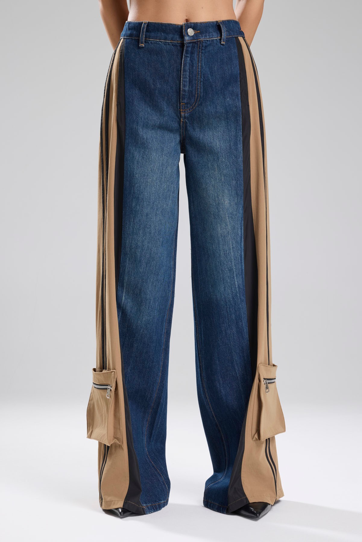 Kadın Denim Garnili Şerit DetaylıTasarım Jean Pantolon