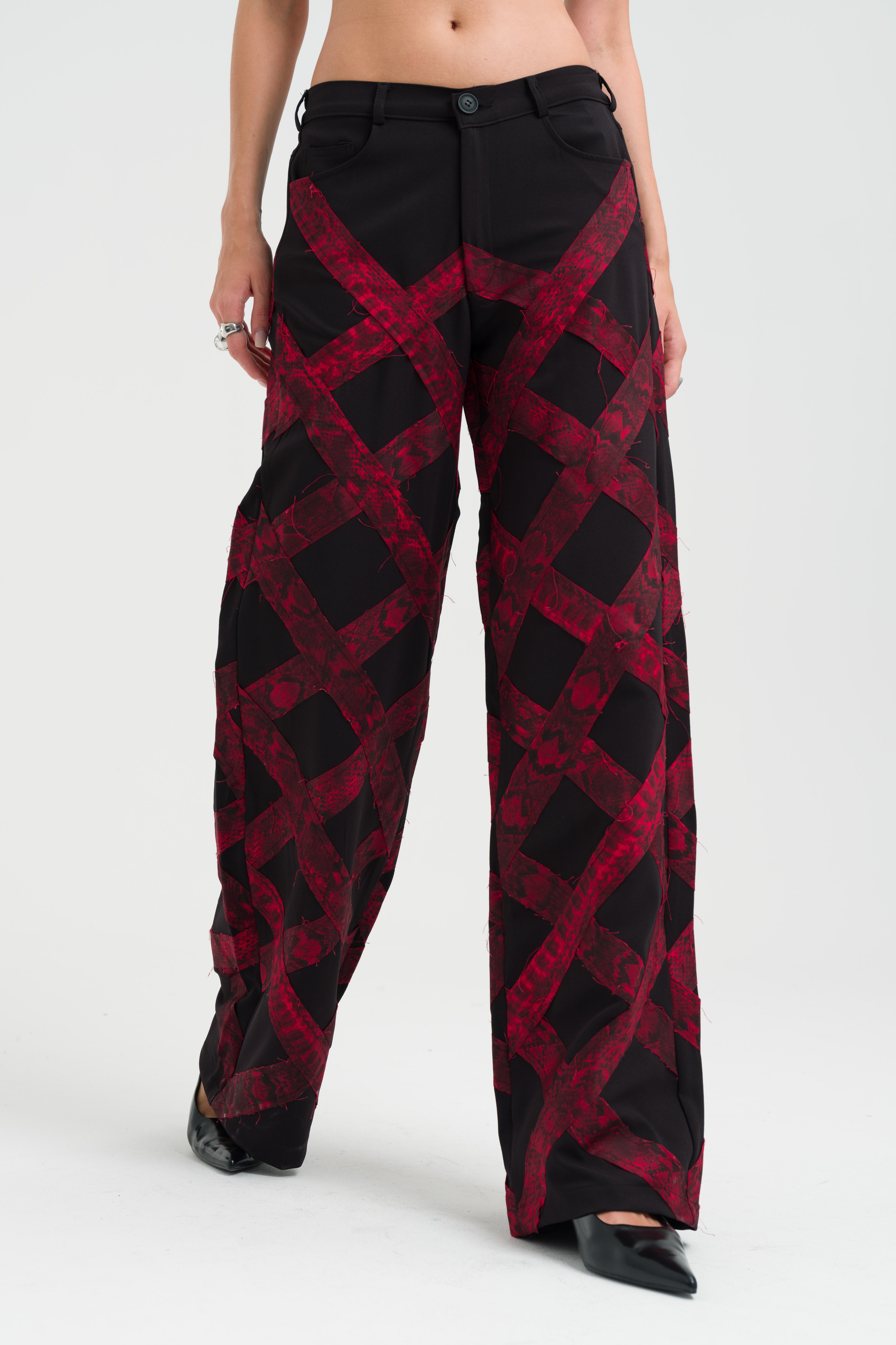 Stripe Detailed Dirty Tailored Wide Leg Trousers