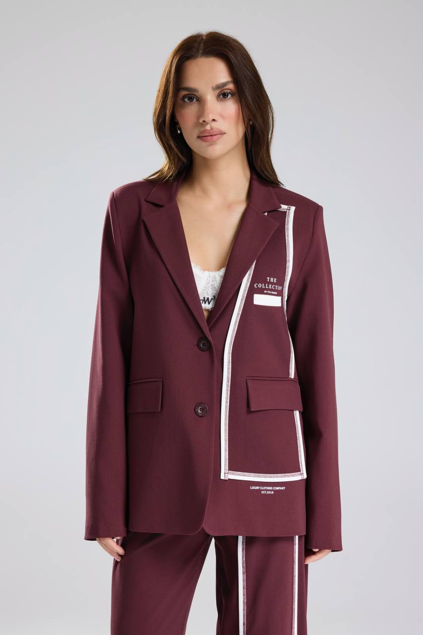 Kadın Şerit Detaylı Tasarım Blazer Ceket