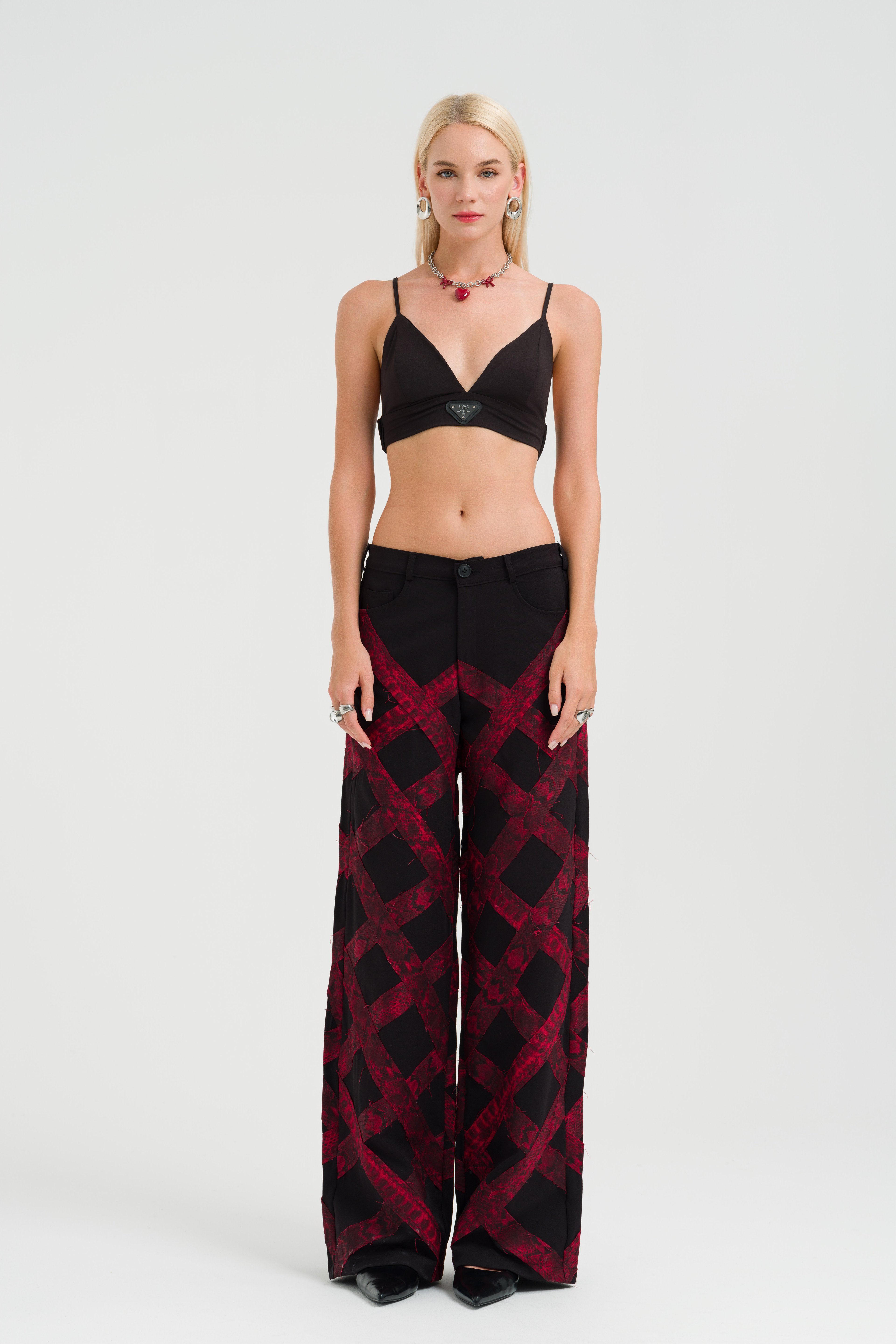 Stripe Detailed Dirty Tailored Wide Leg Trousers