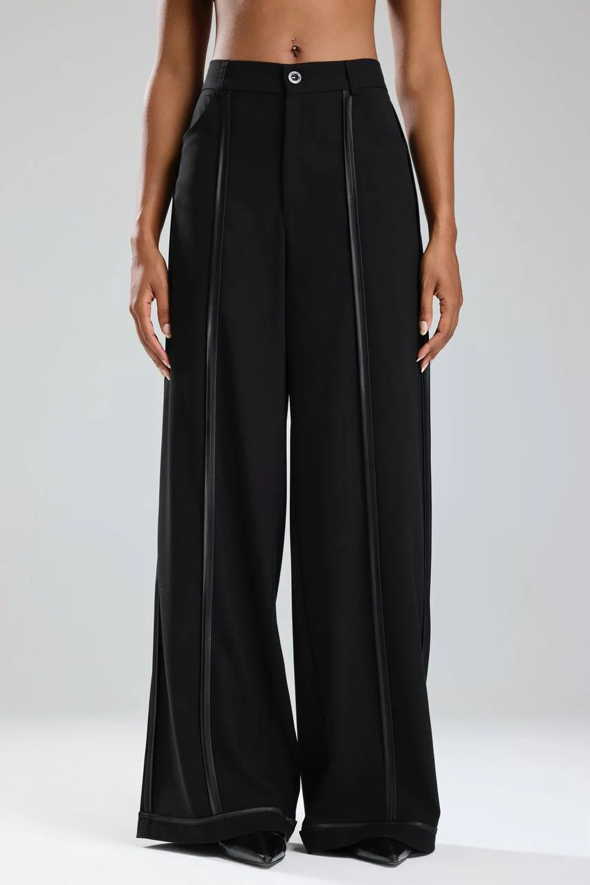 Kadın Saten Detaylı Biyeli Tasarım Pantolon