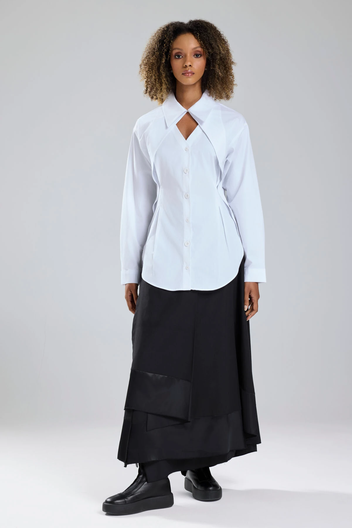 Kadın Belden Oturtmalı Özel Tasarım Gömlek