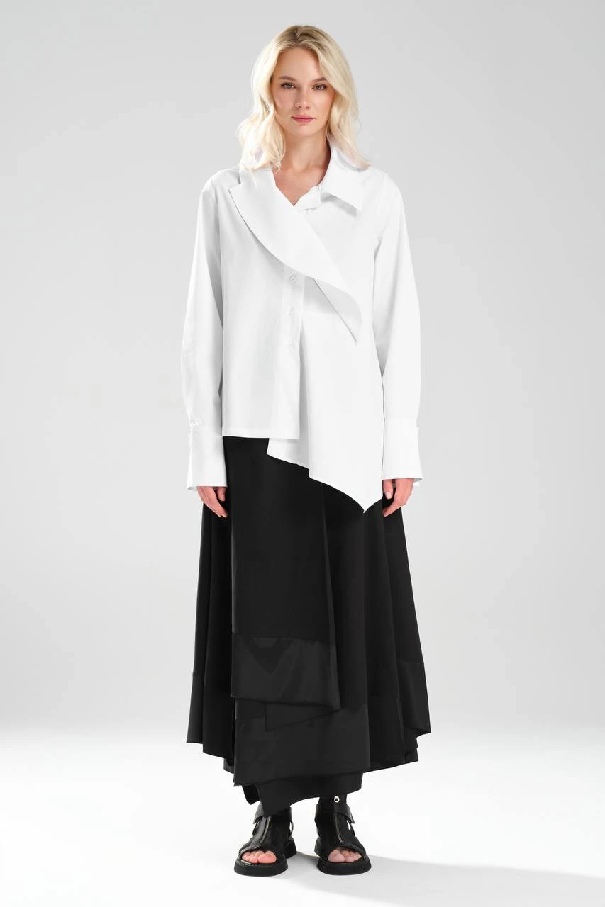 Kadın Önü Volanlı Kol Düğme Detaylı Tasarım Gömlek