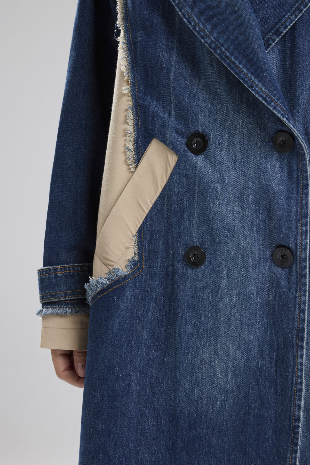 Kadın Denim Garnili Dokuma Kumaş Karışımlı Tasarım Trençkot