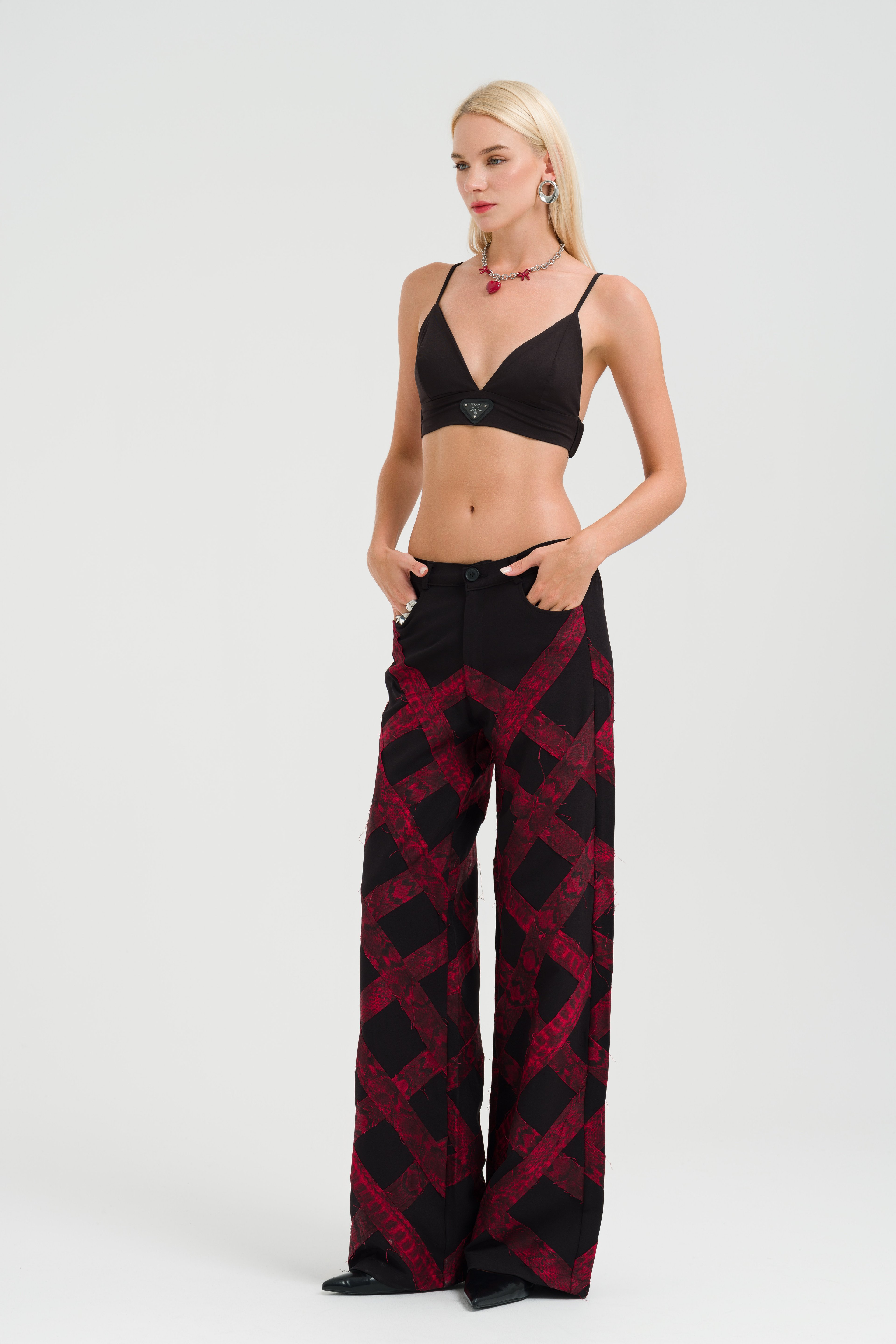 Stripe Detailed Dirty Tailored Wide Leg Trousers