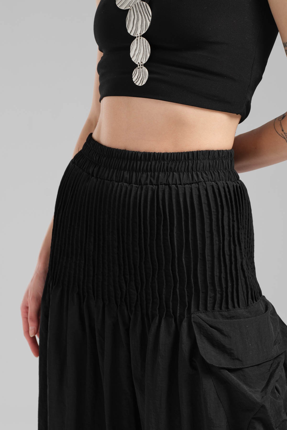Women's Woven Fabric Design Long Balloon Skirt