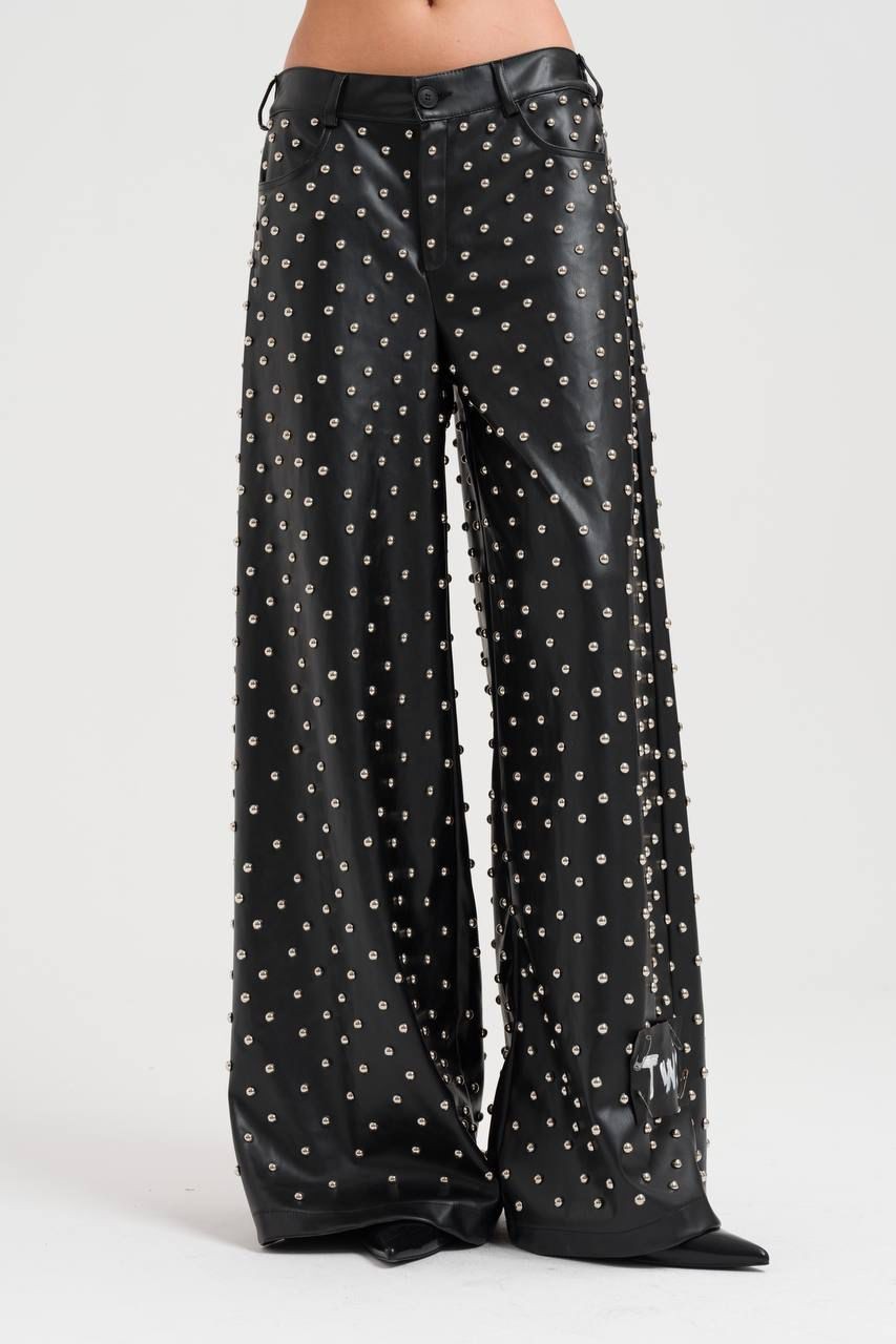 Leather Trokk Lace Wide Leg Trousers