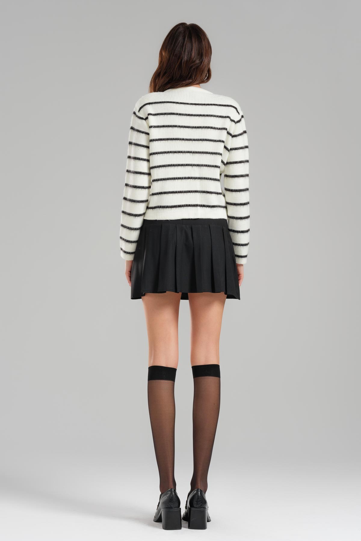 Black Striped Knitwear Cardigan