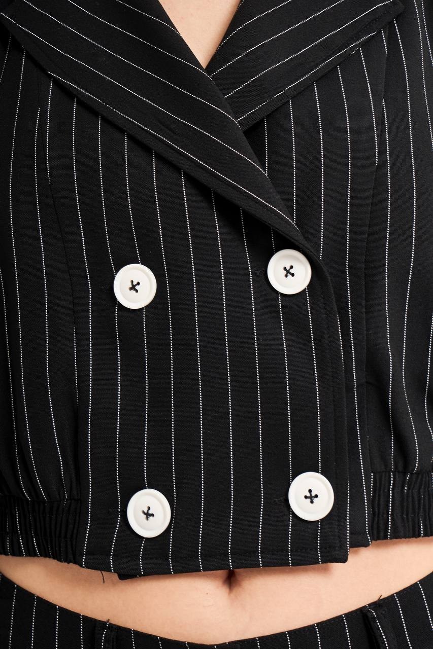 Kadın Bel Kısmı Lastikli Kruvaze Tasarım Blazer Ceket
