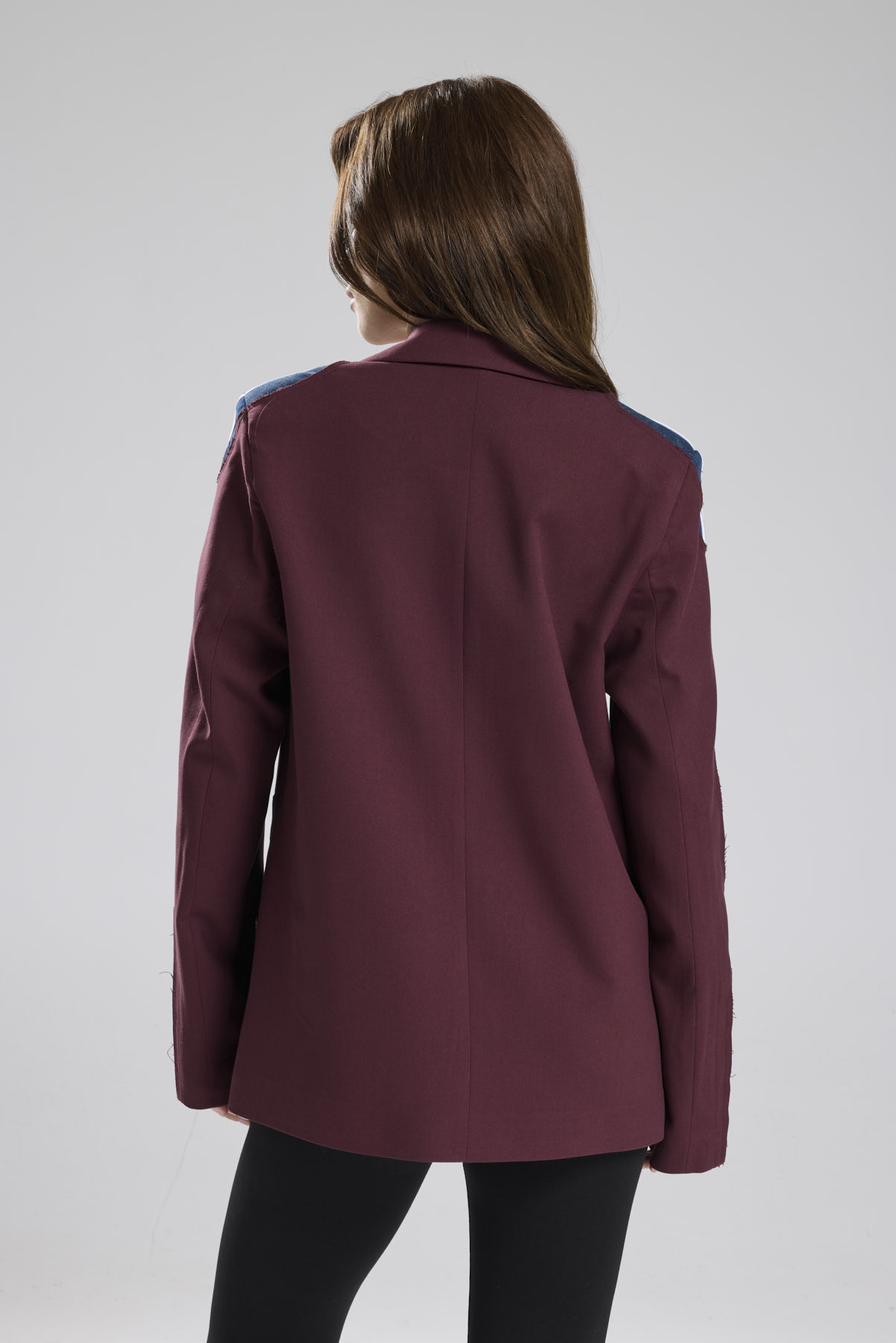 Kadın Denim Garnili Şerit Detaylı Tasarım Blazer Ceket