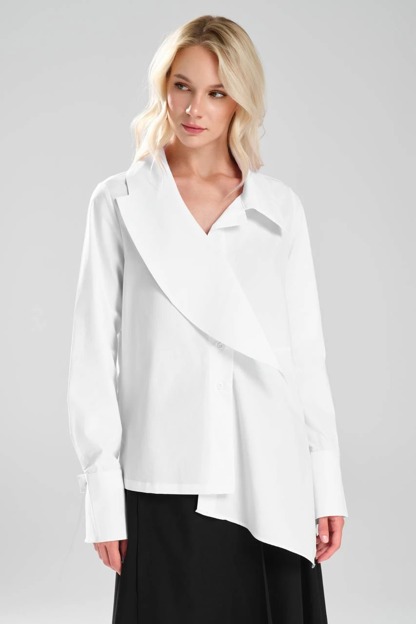 Kadın Önü Volanlı Kol Düğme Detaylı Tasarım Gömlek