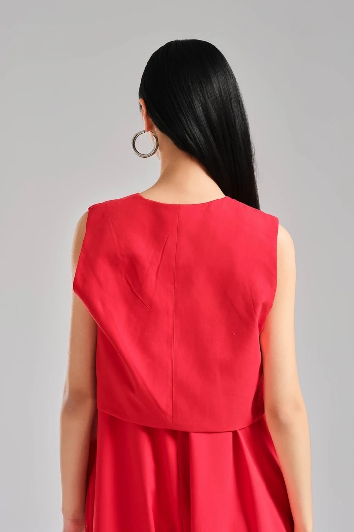 Women's Vested Two Piece Designed Overalls Jumpsuit