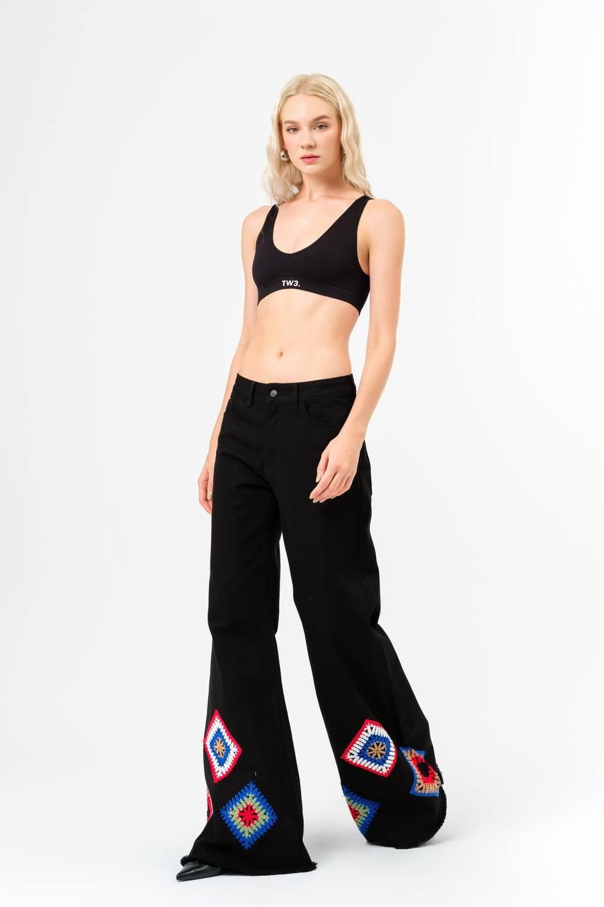 TW3 Crochet Braided Flare Leg Trousers