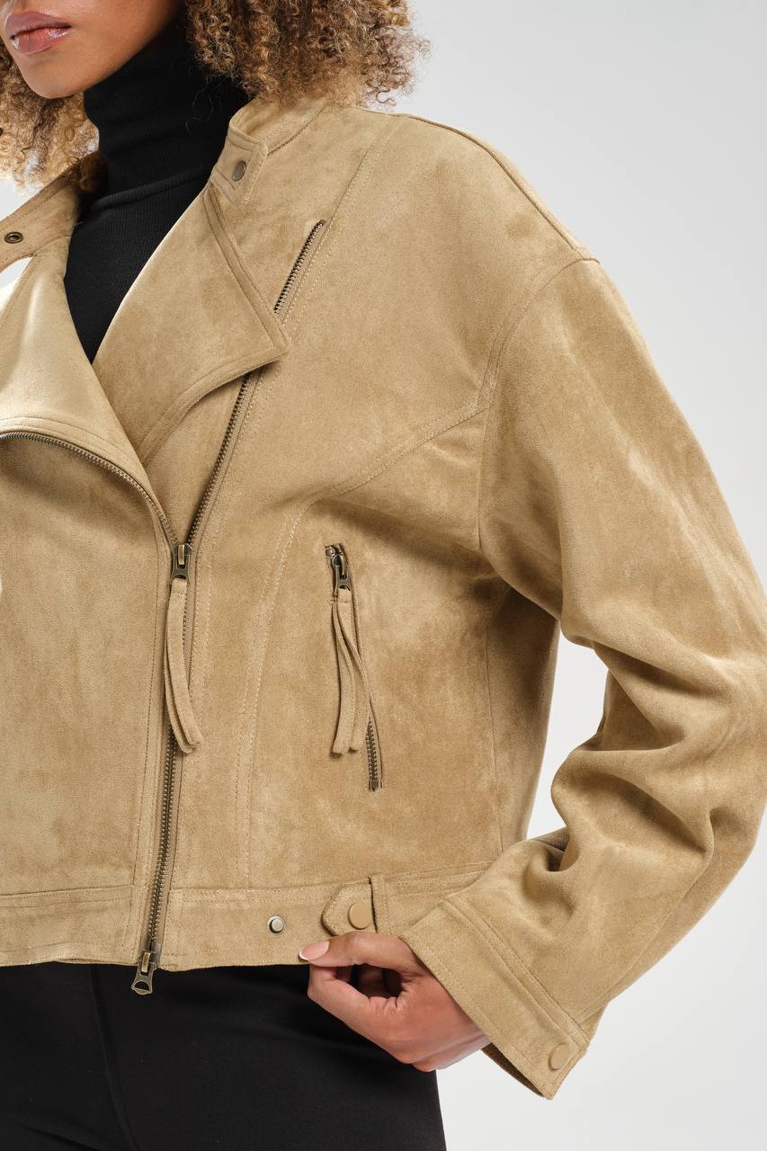 Kadın Süet Kumaş Önü fermuarlı Premium Kalite Tasarım Ceket