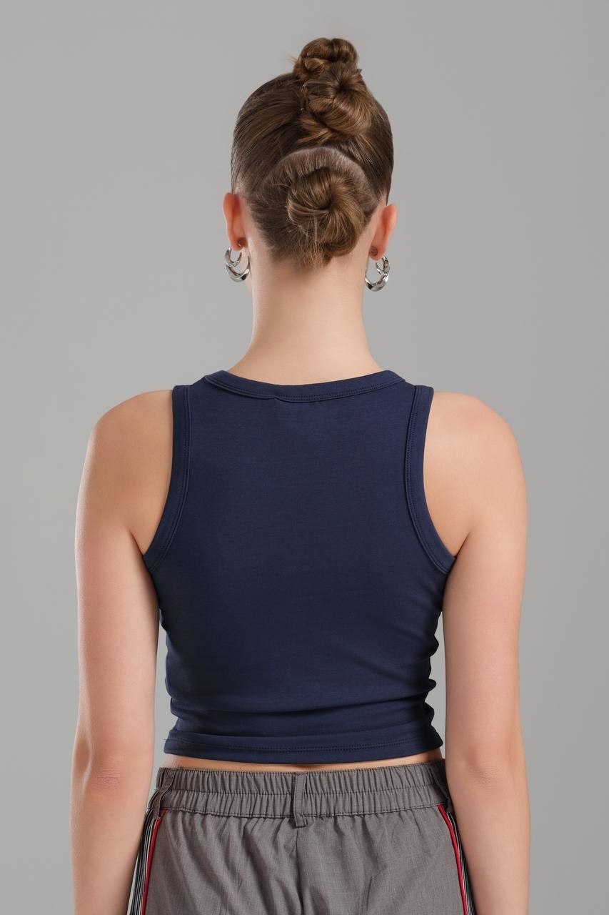 Kadın Slim Fit Tasarım Crop Bluz
