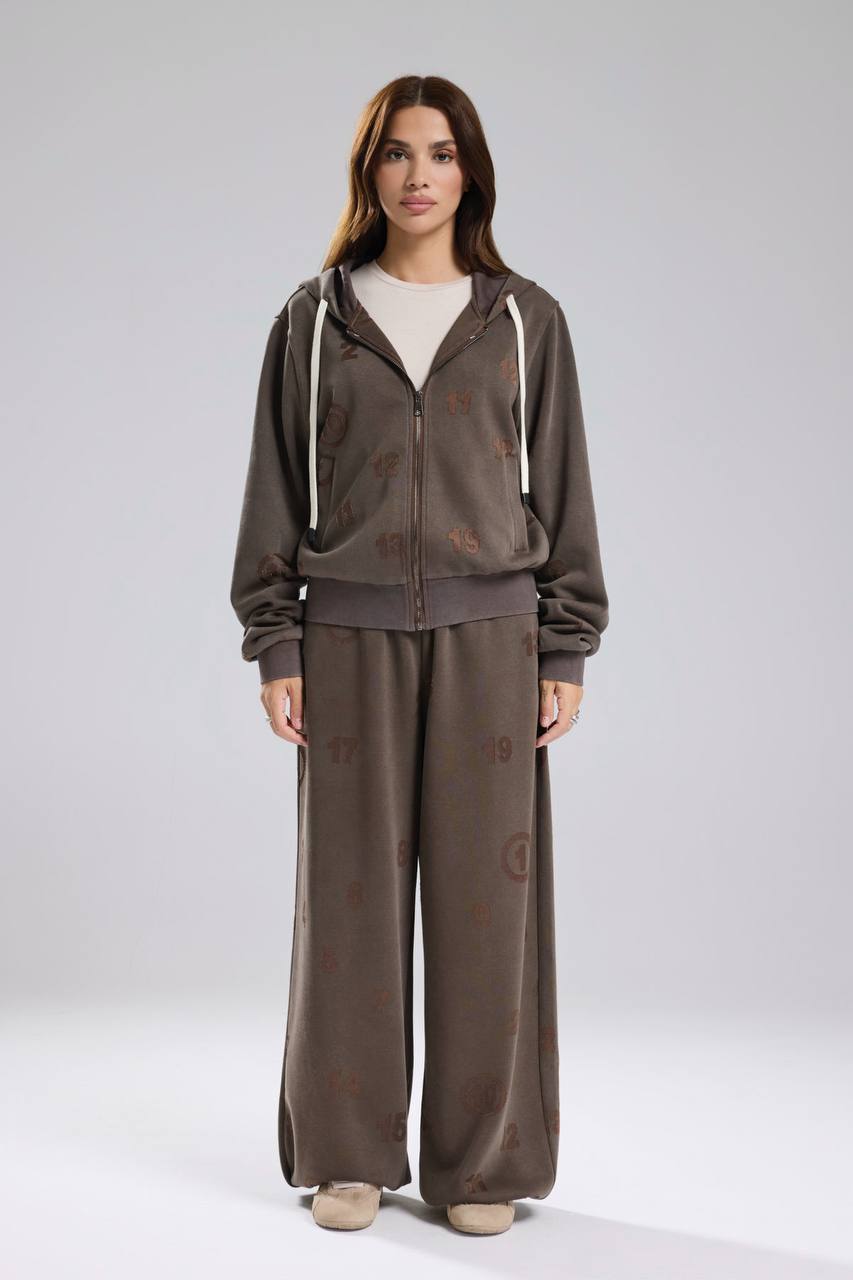 Kadın Yıkamalı Lazer Yakmalı Tasarım Eşofman Takımı