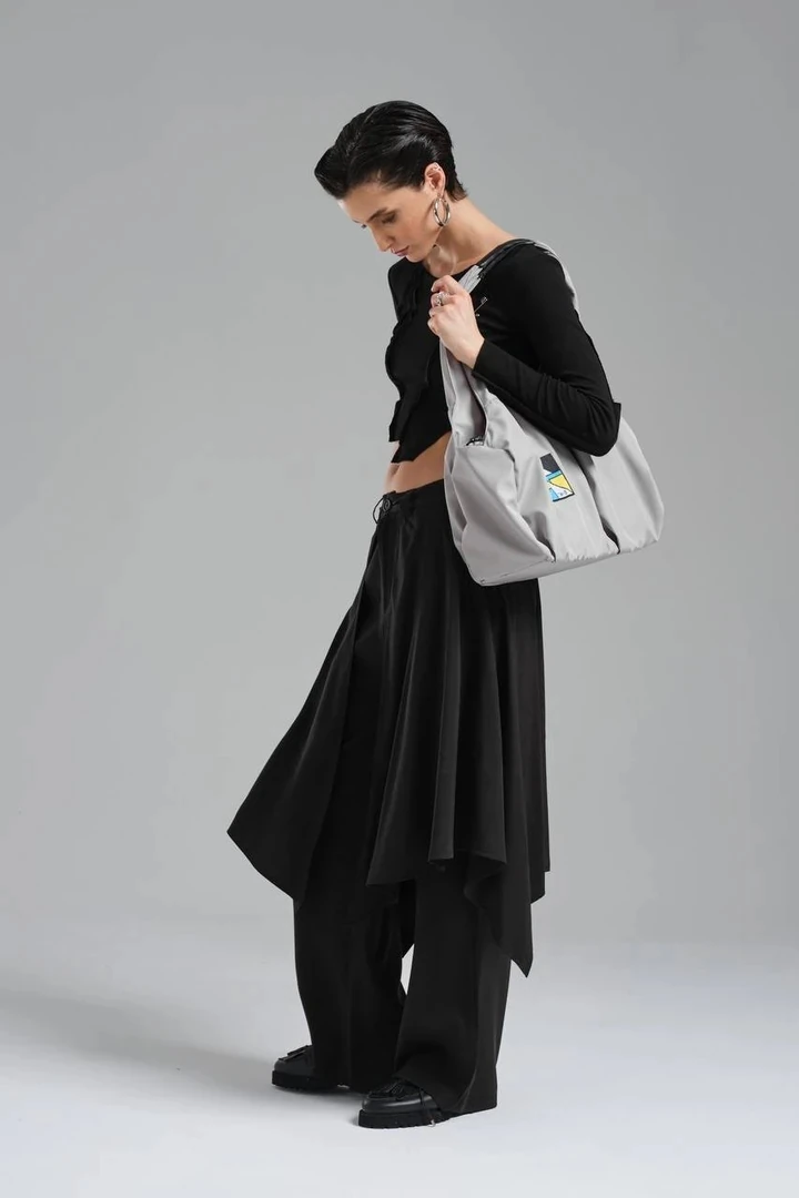 Kadın Dokuma Etiket Detaylı Askılı Tasarım Çanta