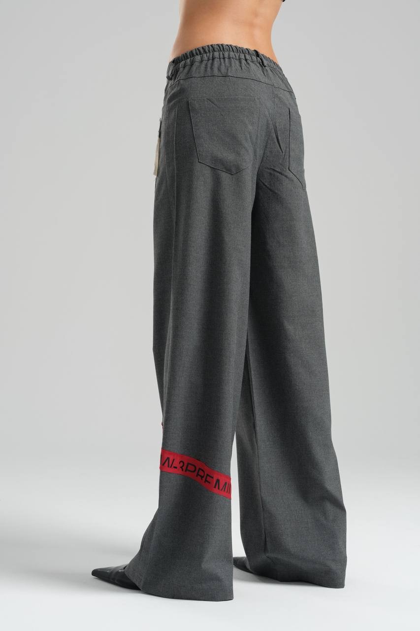 Wide Leg Trousers with Emblem Detail