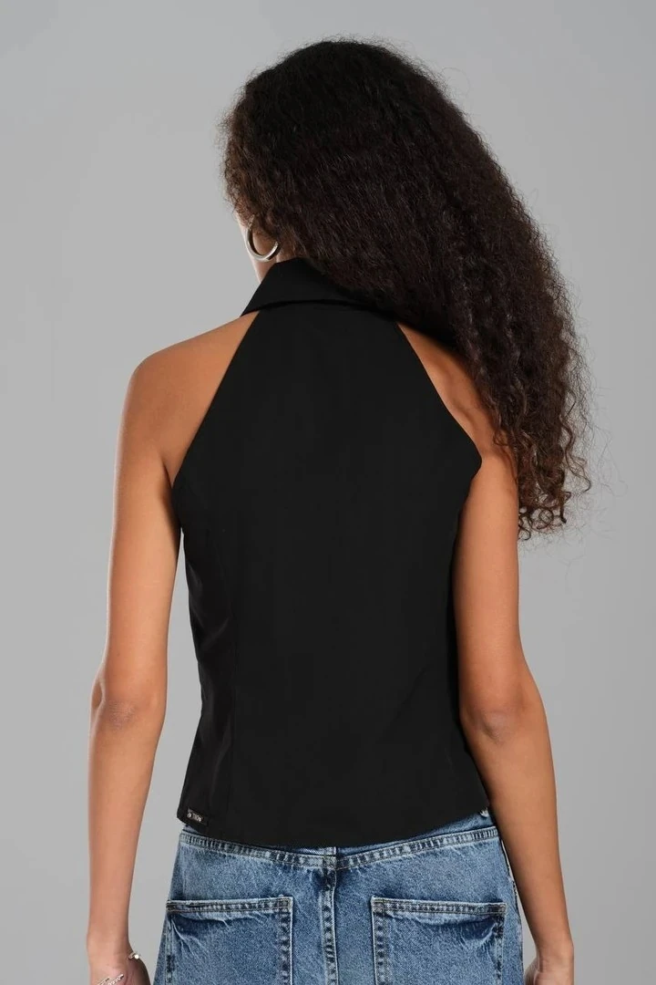 Kadın Kravat Detaylı Tasarım Bluz Büstiyer