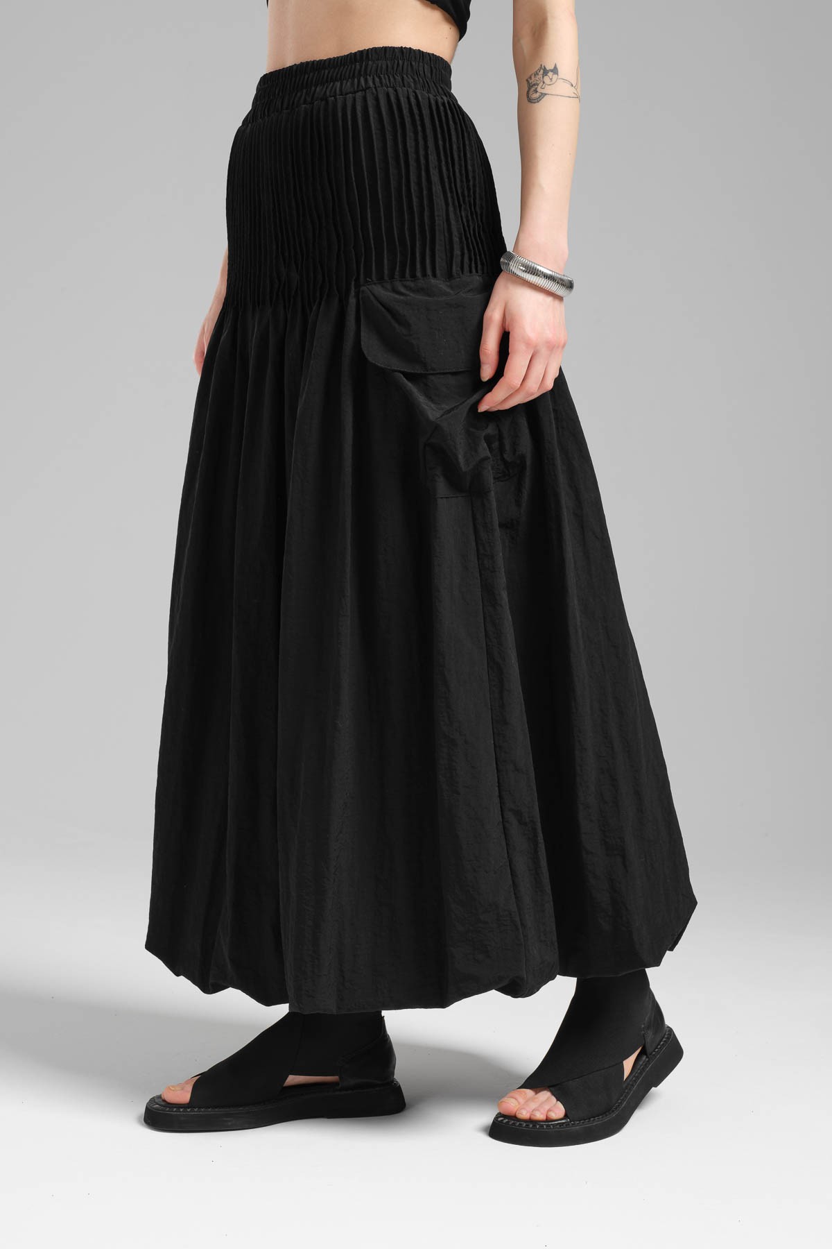 Women's Woven Fabric Design Long Balloon Skirt