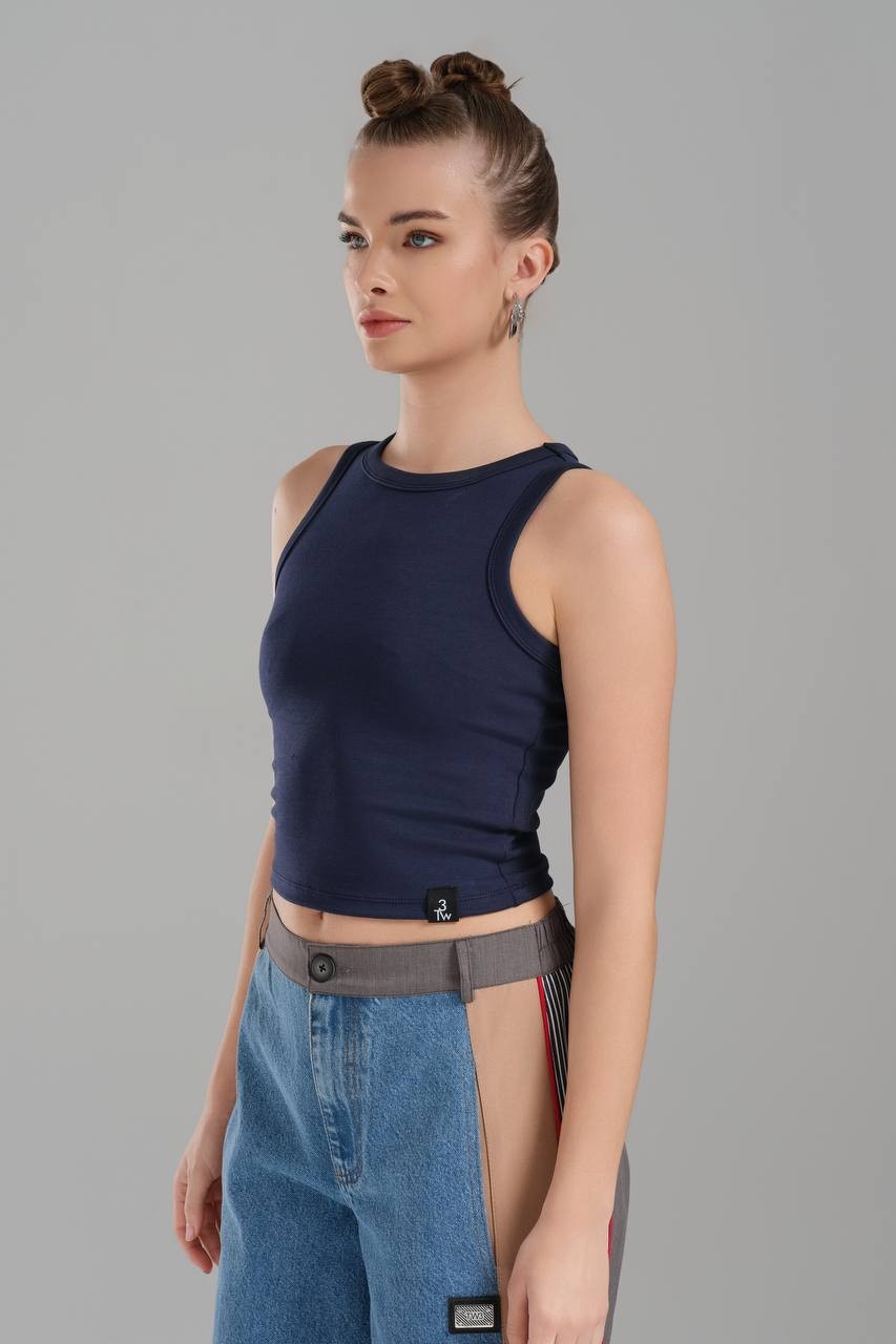 Kadın Slim Fit Tasarım Crop Bluz