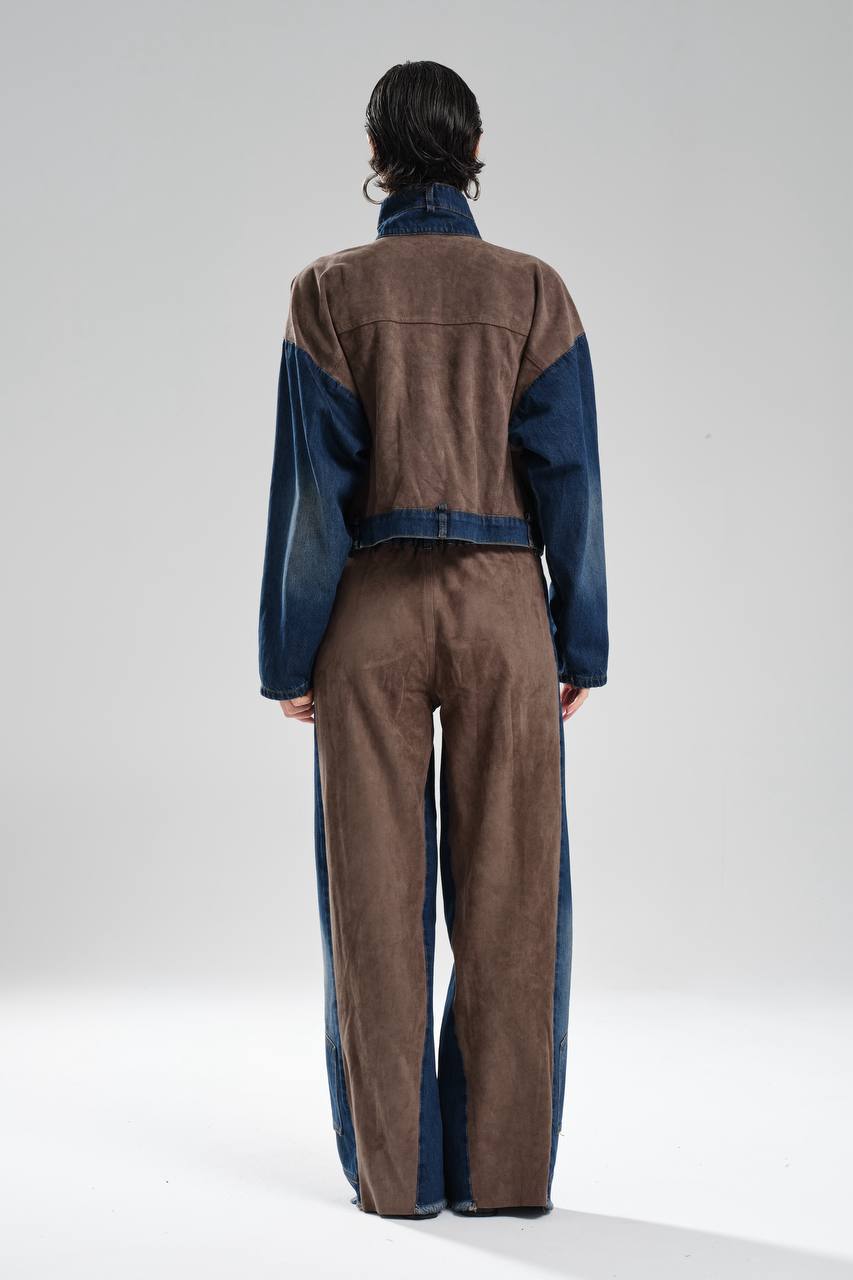 Kadın Süet Kumaş Garnili Düğme Detaylı Tasarım Ceket