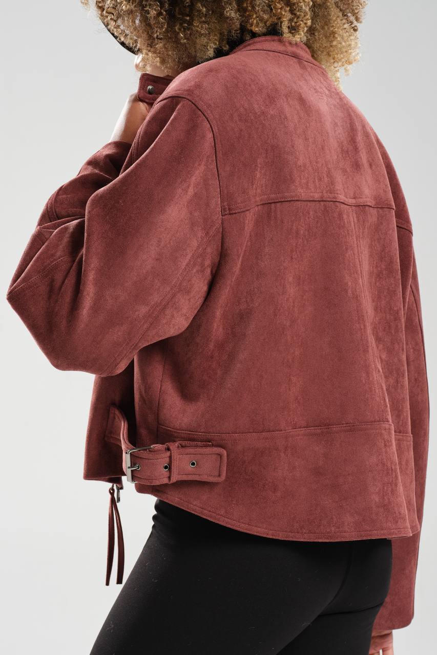 Kadın Süet Kumaş İçi Astarlı Önü Fermuarlı Tasarım Ceket