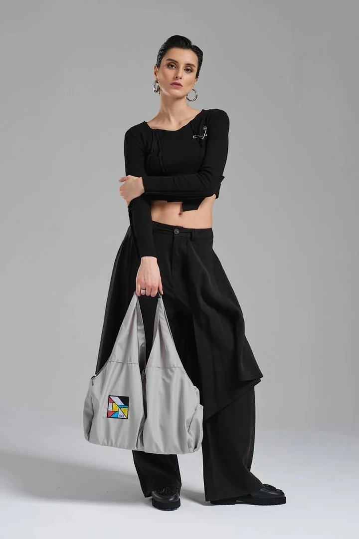 Kadın Dokuma Etiket Detaylı Askılı Tasarım Çanta