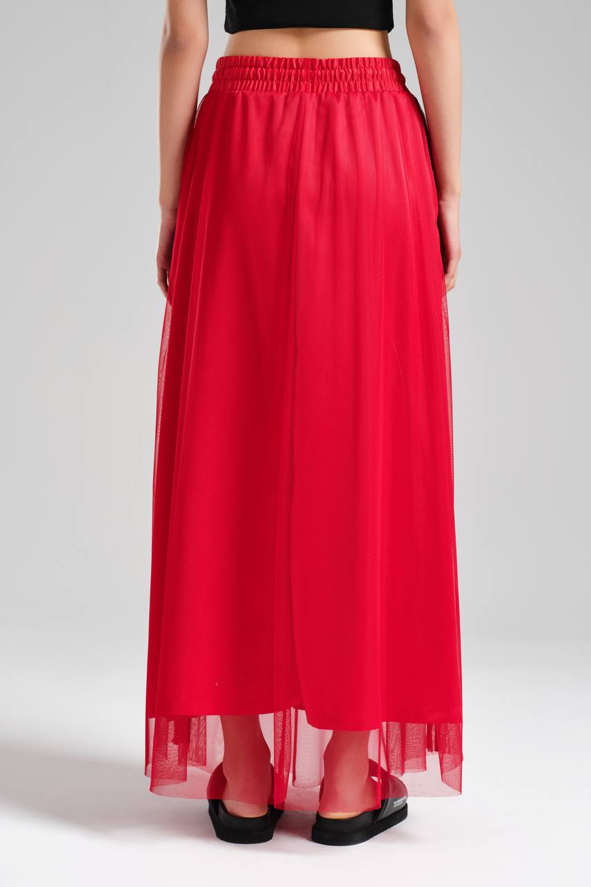 Kadın Şerit Detaylı Bel Lastikli Tasarım Etek