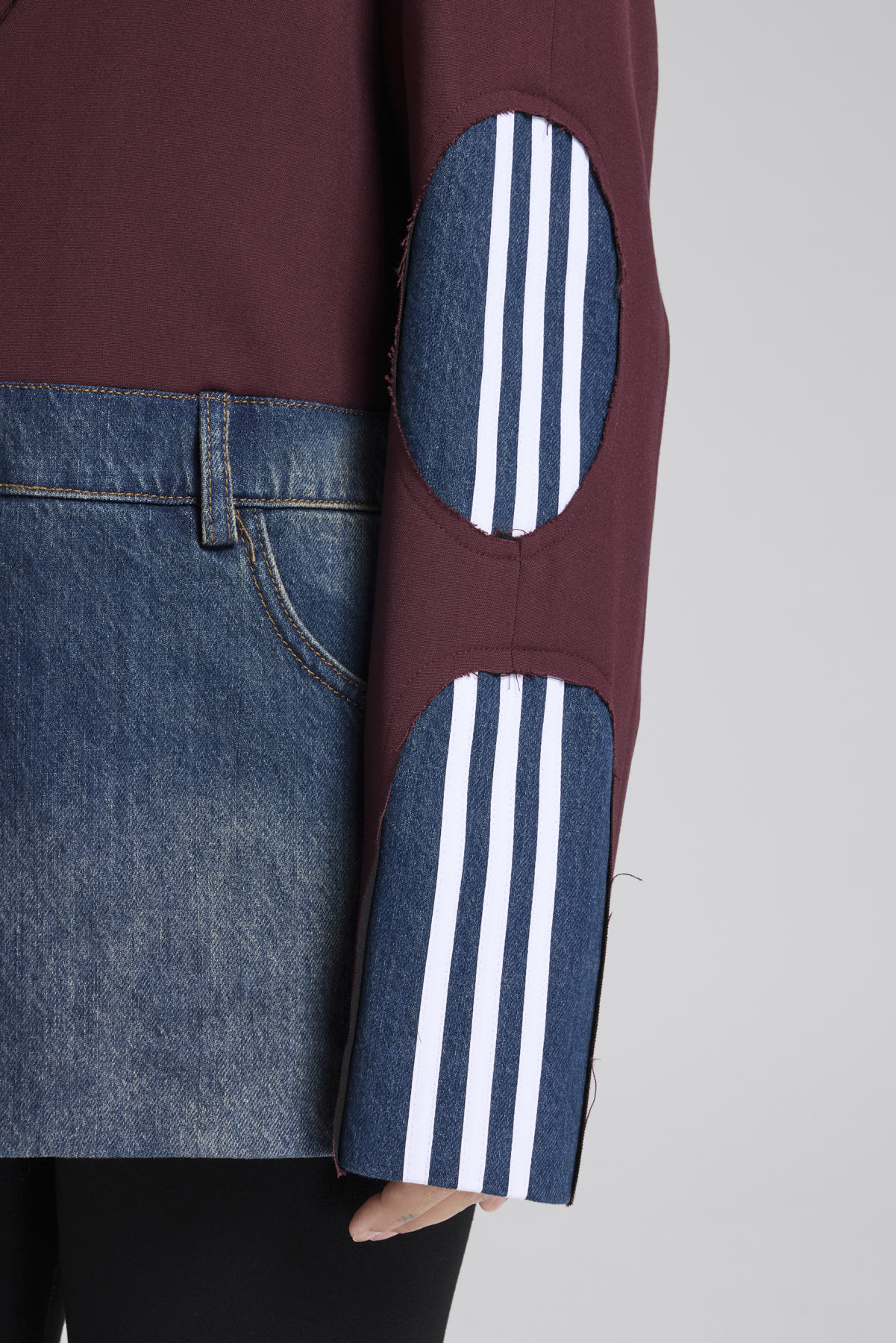 Kadın Denim Garnili Şerit Detaylı Tasarım Blazer Ceket