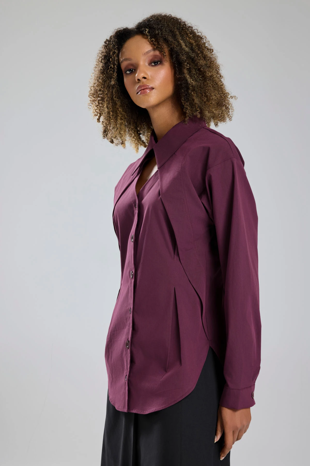 Kadın Belden Oturtmalı Özel Tasarım Gömlek