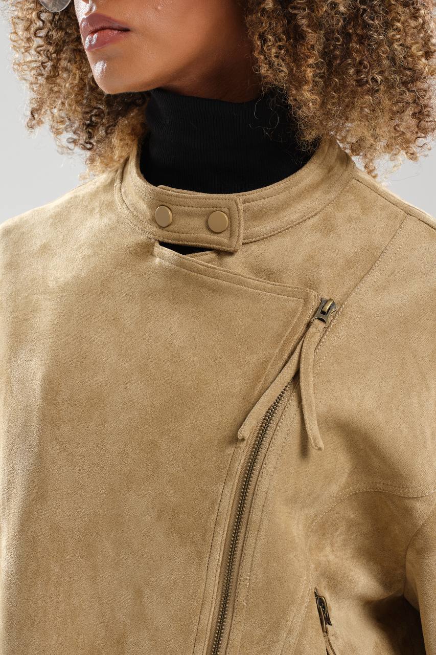Kadın Süet Kumaş Önü fermuarlı Premium Kalite Tasarım Ceket