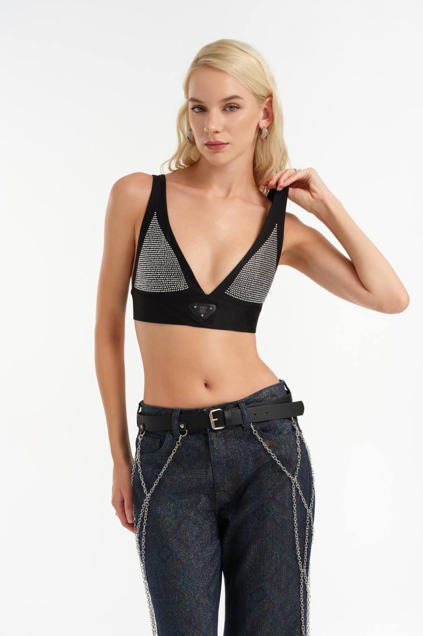 Taşlı Tasarım Kadın Tasarım Bralet Crop