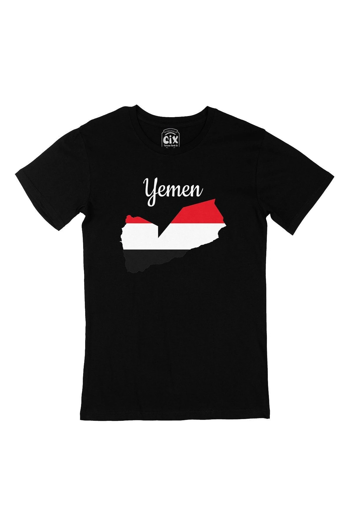 Yemen Haritalı ve Bayraklı Siyah Tişört