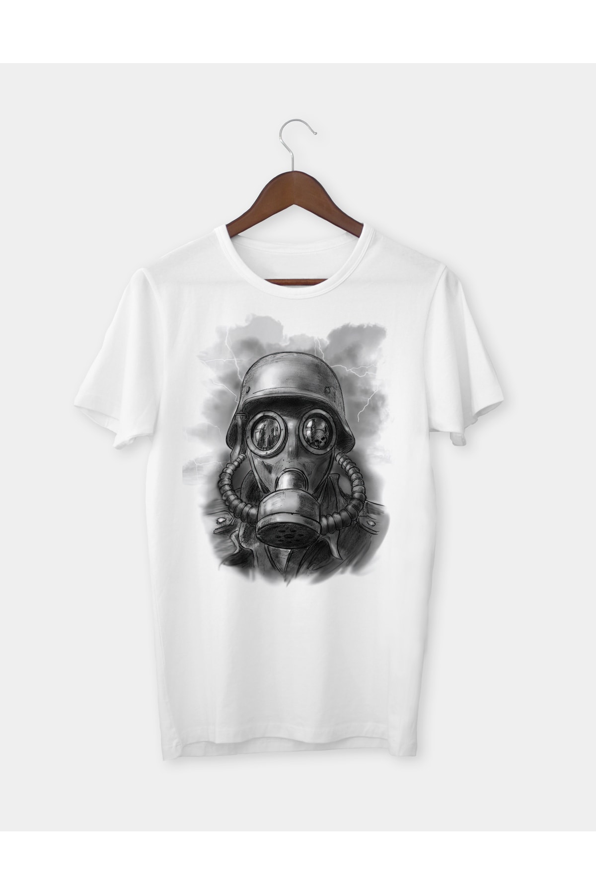Gaz Maskesi Baskılı T-shirt Tişört