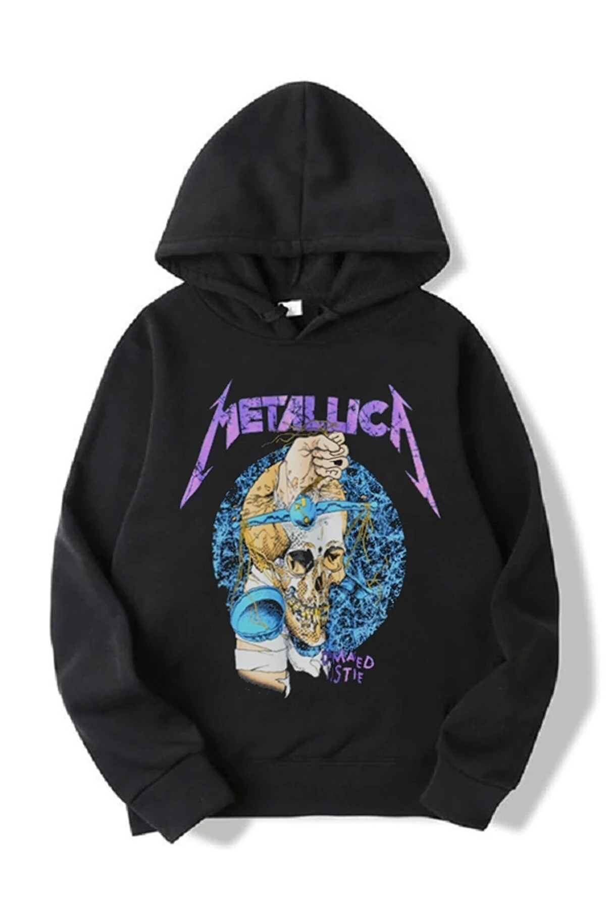 Metallica Rock Metal Hoodie Damaged Justice Siyah